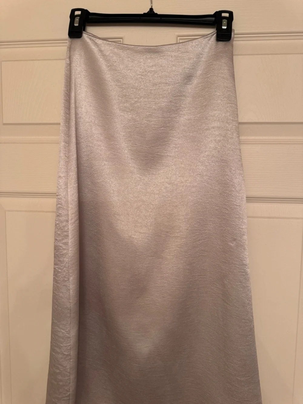 Zara Silver Satin A-Line Midi Skirt - Picture 3 of 11